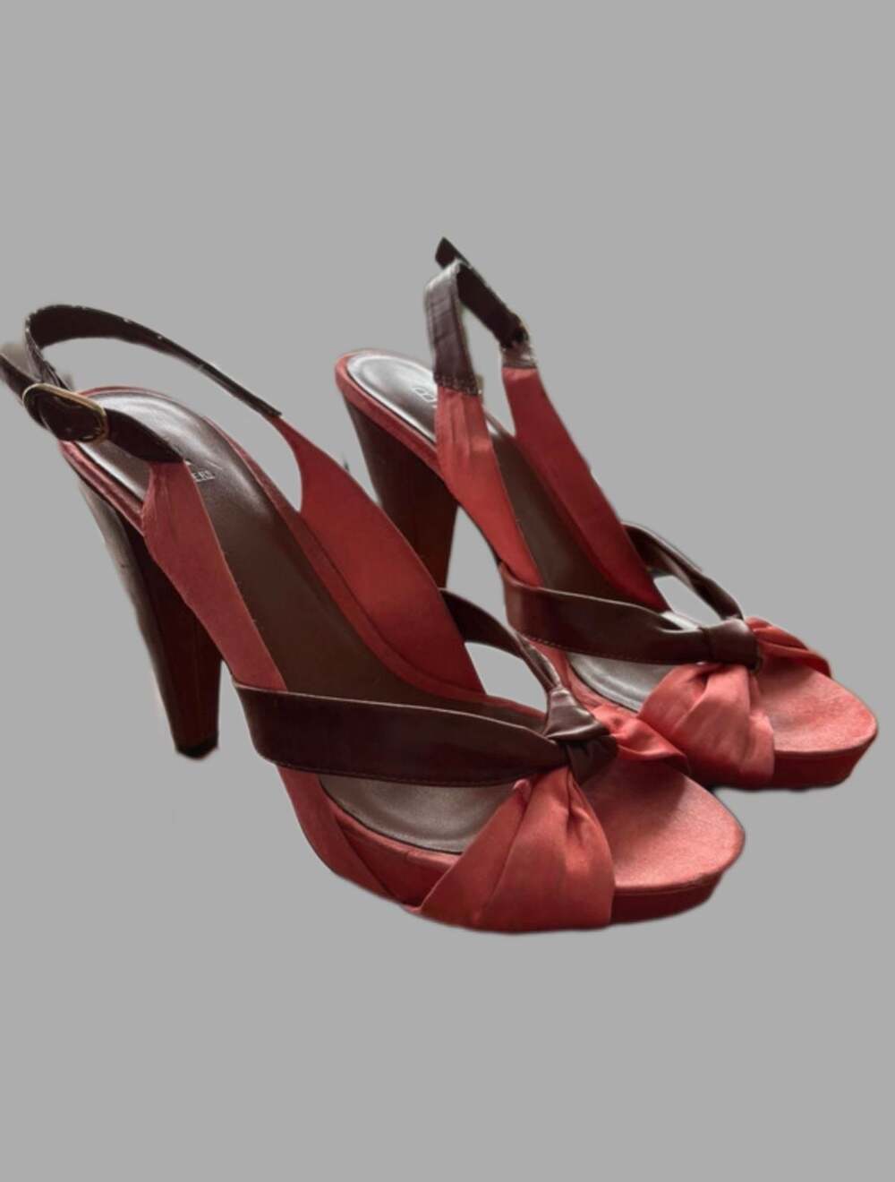 Coral Fabric Slingback Heel with Faux Leather Trim by Bakers, Size 8M